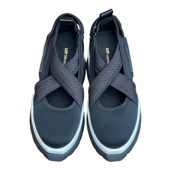 United Nude Roko Surf Low Top Platform Wedged Sneaker Black Cutout Slip-On Sz 39 - Picture 1 of 9